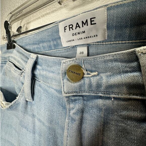 Frame Light Blue Wash Distressed Le High Skinny in Rush Jeans 28 - Picture 8 of 16